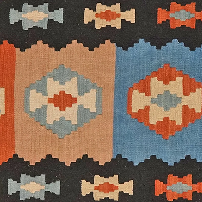 Kelim Gashgai · Handgewebt – Schwarz, 295x85 cm