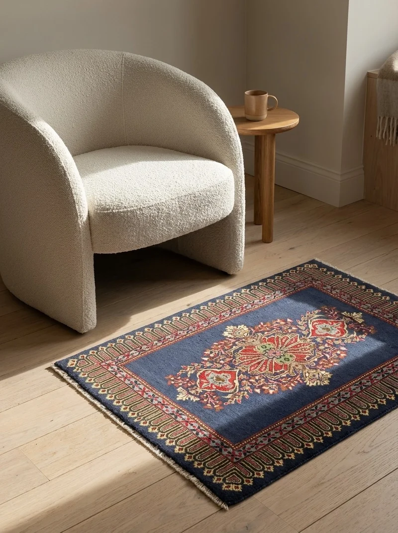 Kashan · Handgeknüpft – Blau, 79x63 cm