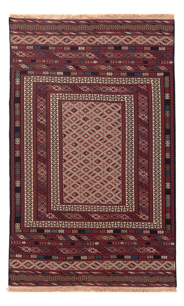 Kelim Afghan Teppich 130x204cm - mehrfarbig