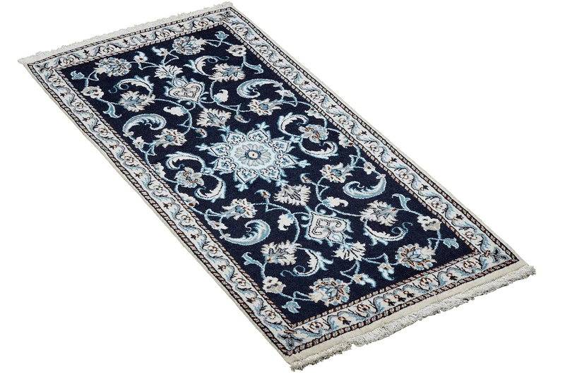 Nain 12La · Handgeknüpft – Blau, 135x68 cm