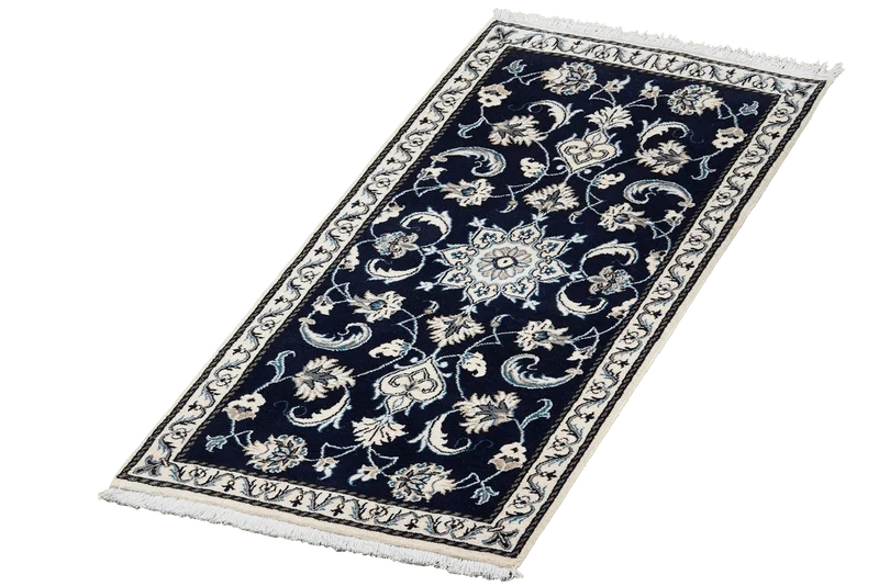 Nain 12La · Handgeknüpft – Blau, 132x66 cm