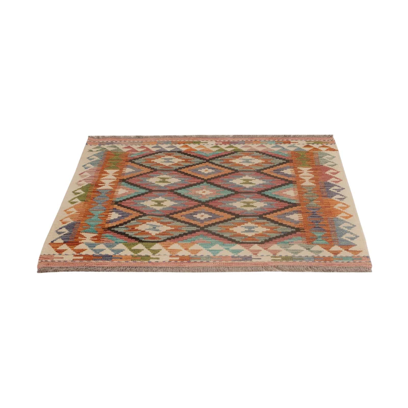 Kelim Teppich - Splash quadratisch - 101 x 102 cm - mehrfarbig