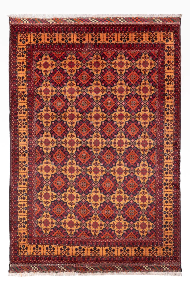 Afghan Teppich 199x284cm - Orientteppich - dunkelbeige
