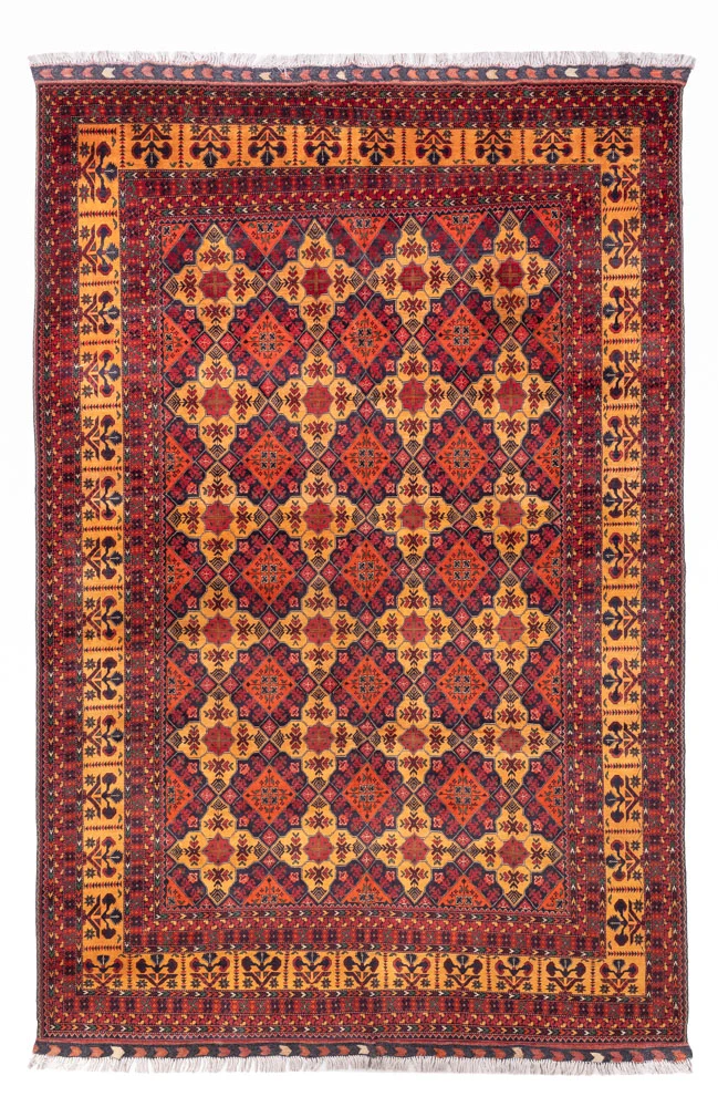 Afghan Teppich 197x296cm - Orientteppich - dunkelbeige