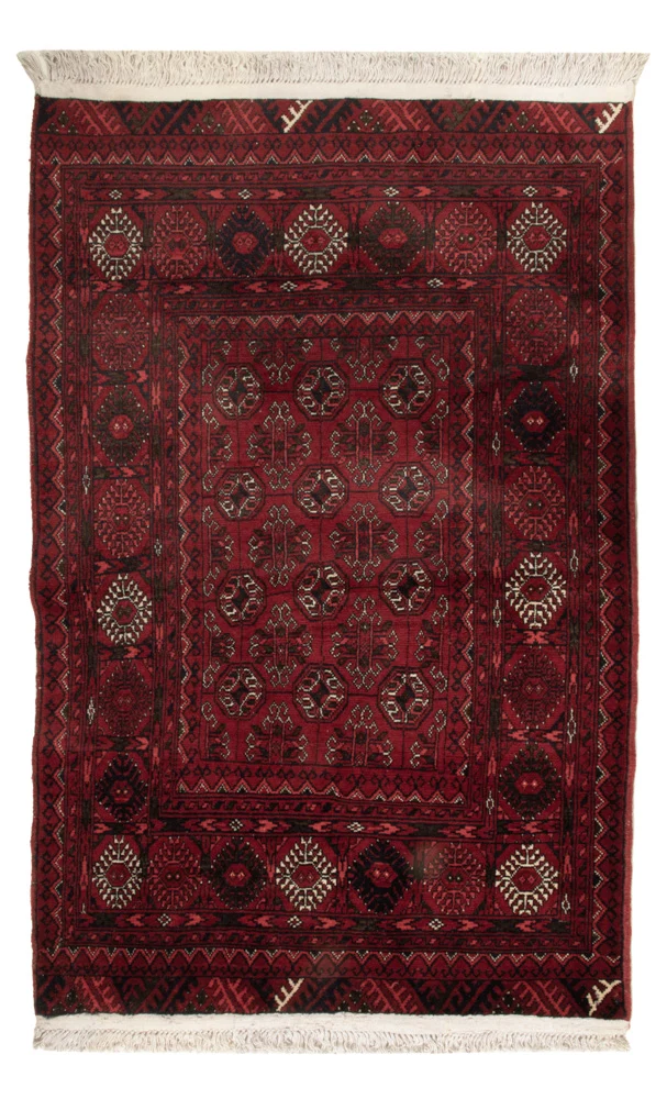 Afghan Teppich 77x119cm - Orientteppich - dunkelrot