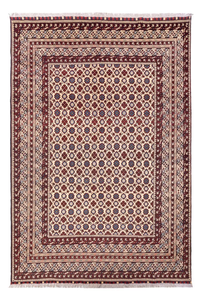 Afghan Teppich 194x281cm - Orientteppich - hellbeige
