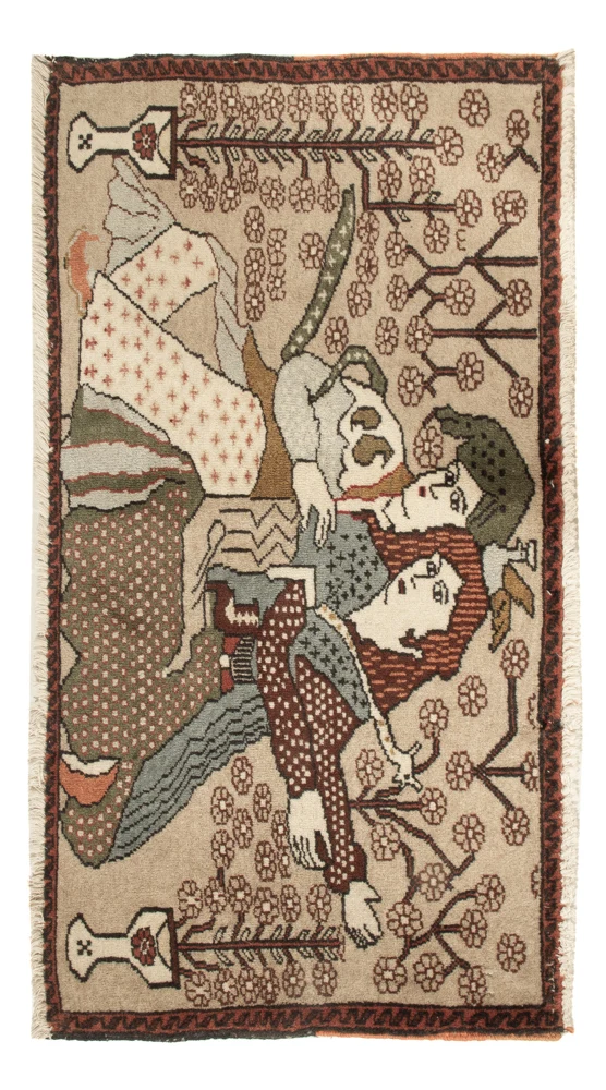 Bild-Teppich 50x92cm - Orientteppich - beige