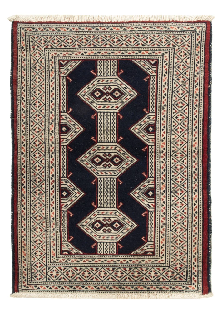 Turkaman Teppich 64x87cm - Orientteppich - dunkelblau