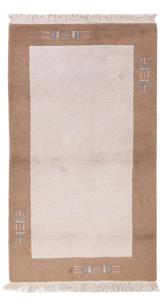 Nepal Teppich 90x160cm - Wollteppich - creme