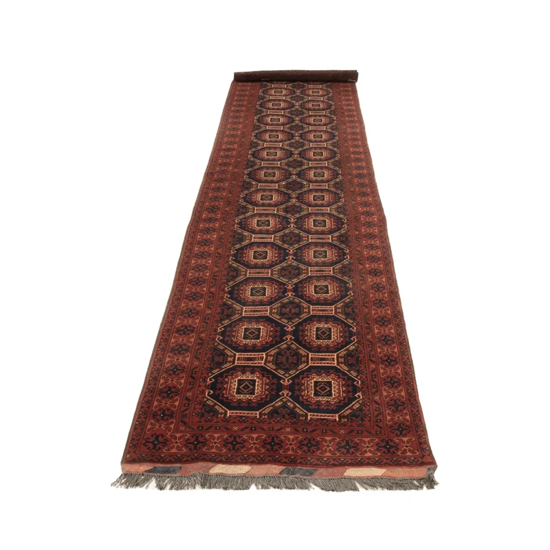 Afghan Teppich 80x394cm - Orientteppich - dunkelrot