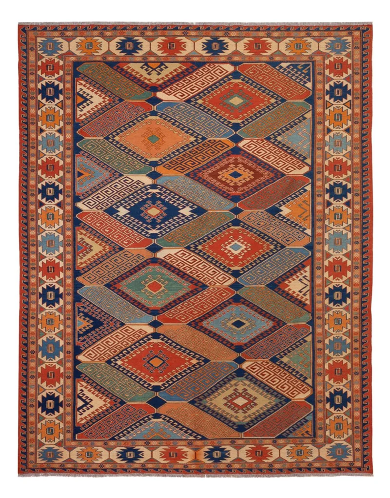 Kelim Afghan Teppich 205x272cm - mehrfarbig