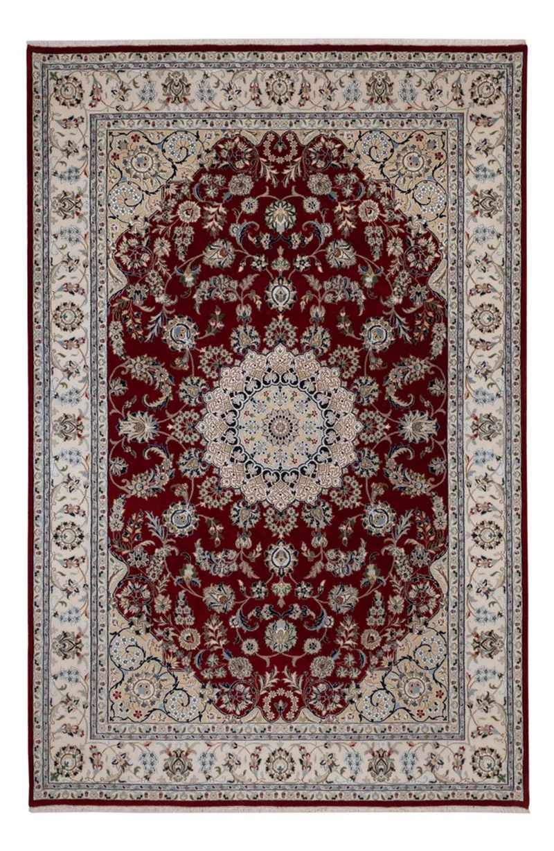 Indo Nain Teppich 200x303cm - Orientteppich - dunkelrot