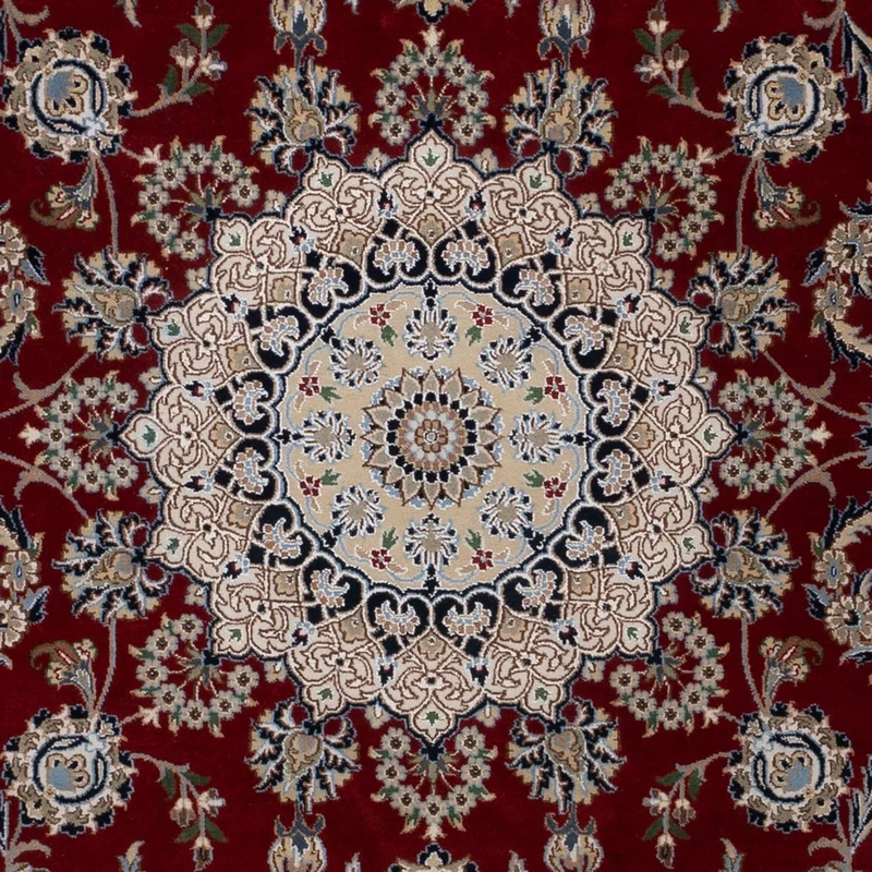 Indo Nain Teppich 200x303cm - Orientteppich - dunkelrot
