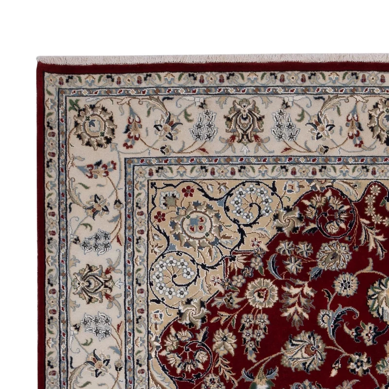 Indo Nain Teppich 200x303cm - Orientteppich - dunkelrot