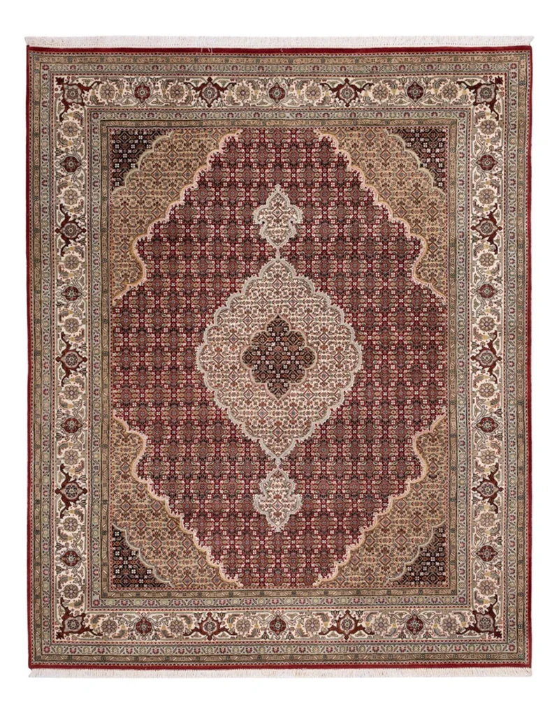 Indo Täbriz Teppich 198x255cm - Orientteppich - dunkelbeige