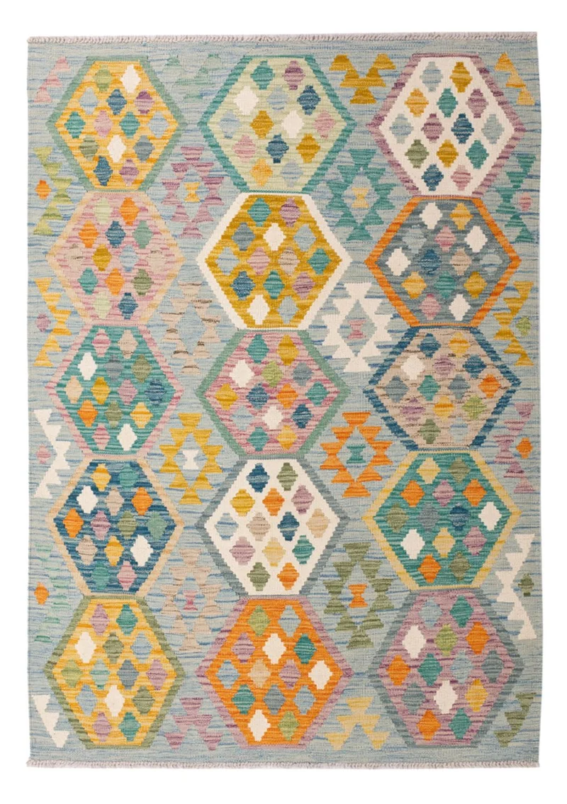 Kelim Maimene Teppich 124x177cm - mehrfarbig