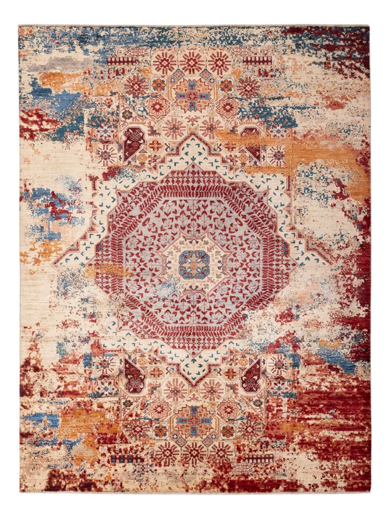 Designer Teppich 206x276cm - mehrfarbig