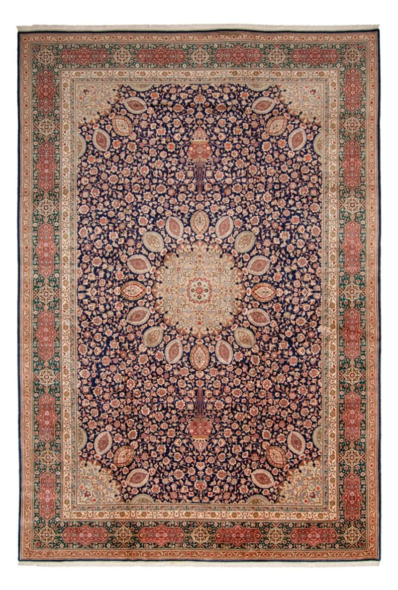 Täbriz - 50 Raj Teppich 352x517cm - Perserteppich - dunkelblau