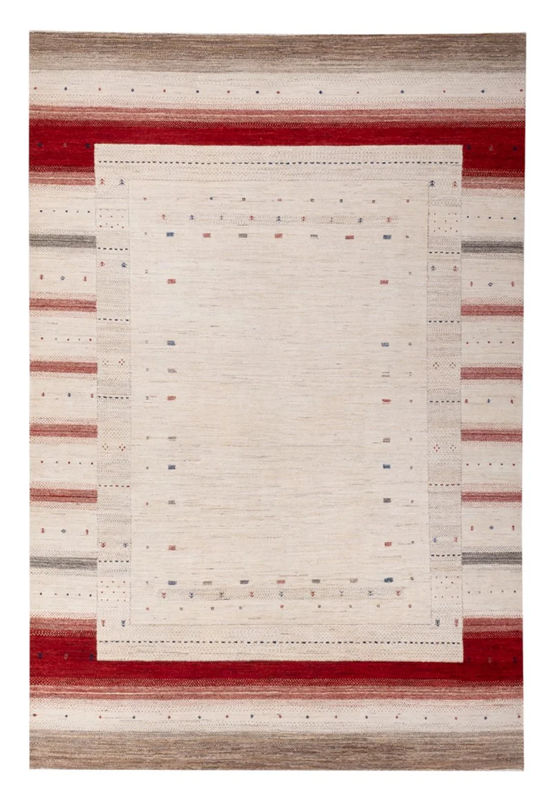 Indo Loribaft Teppich 200x306cm - Wollteppich - creme