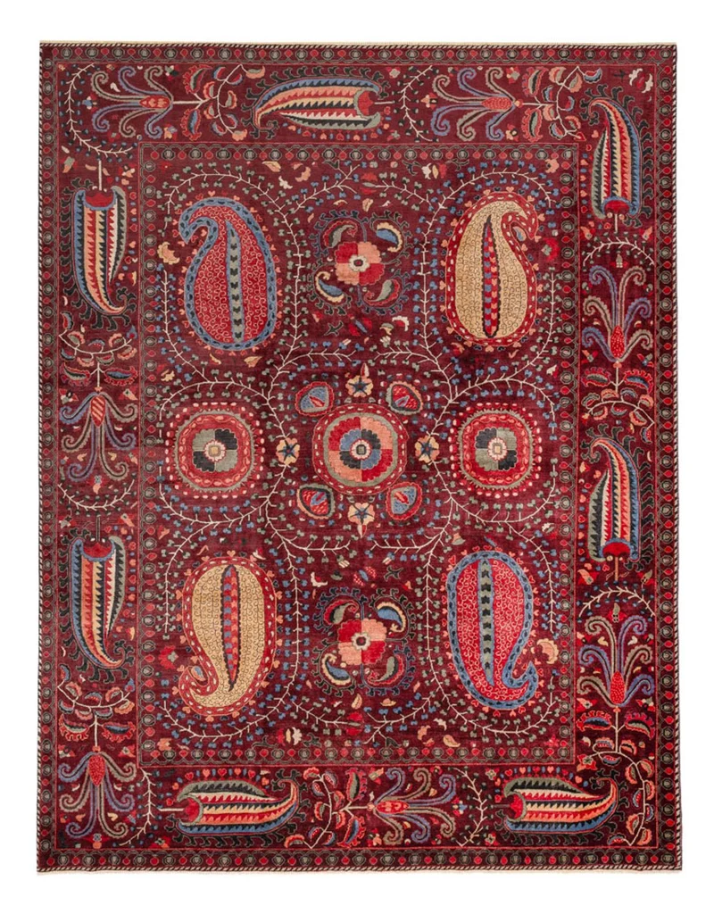 Designer Teppich 251x309cm - weinrot