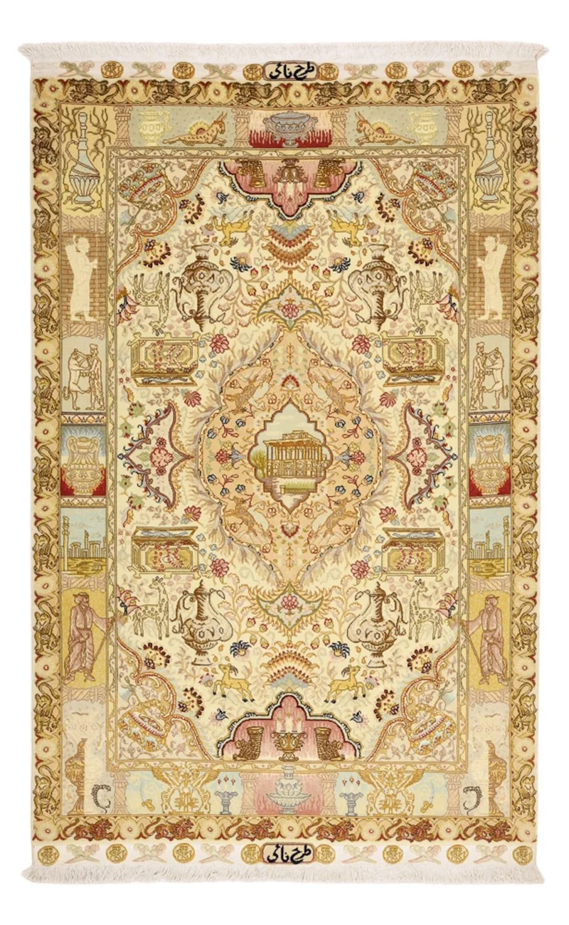 Täbriz - 50 Raj Teppich 101x160cm - Perserteppich - beige