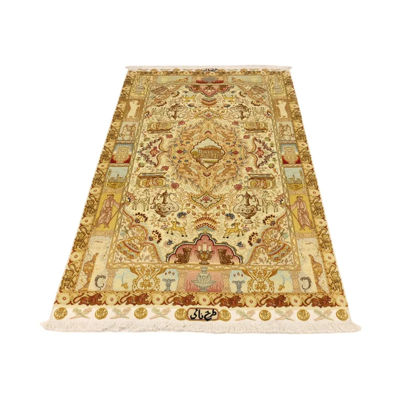 Täbriz - 50 Raj Teppich 101x160cm - Perserteppich - beige