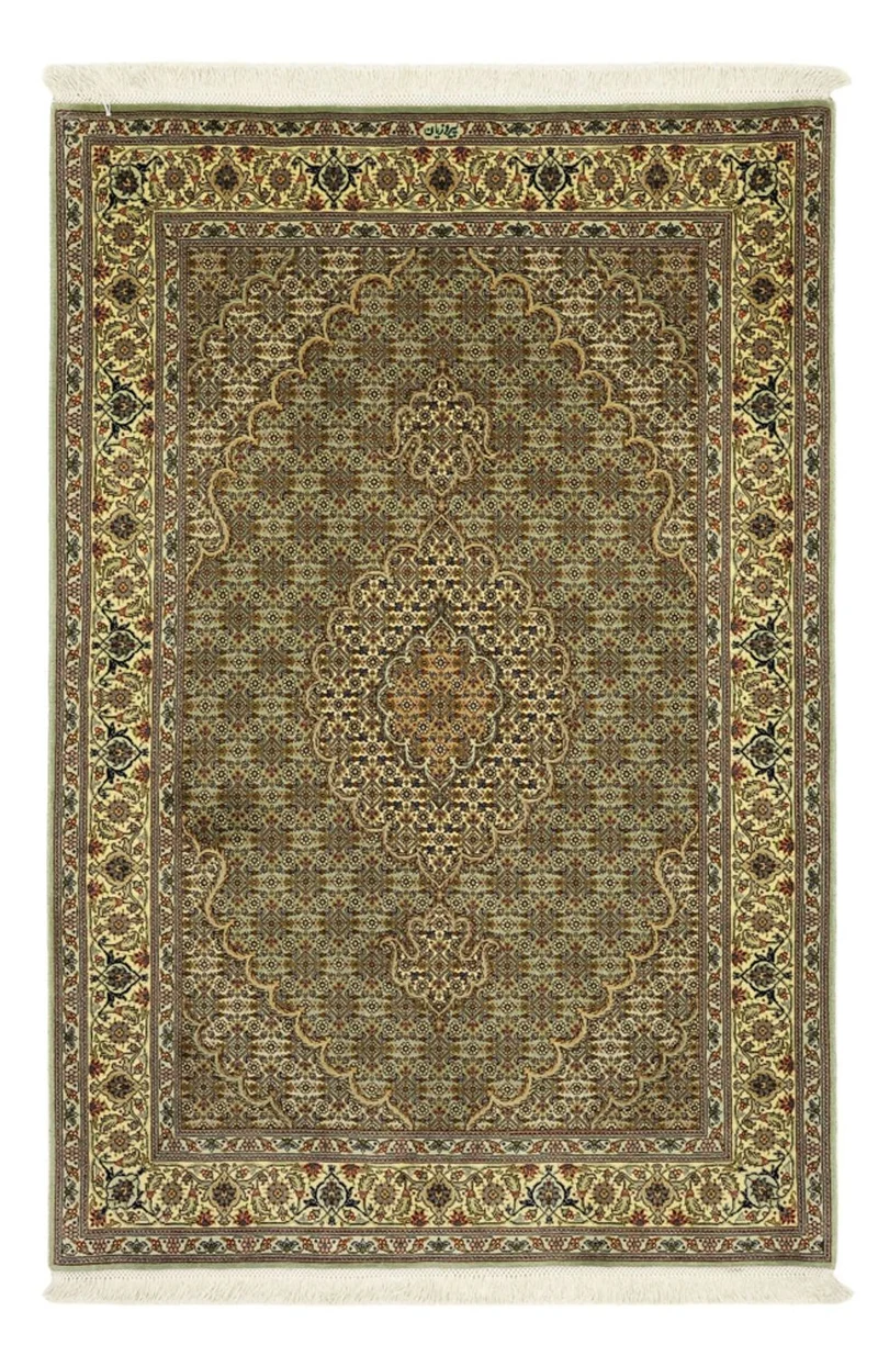 Täbriz - 50 Raj Teppich 100x151cm - Perserteppich - olivgrün