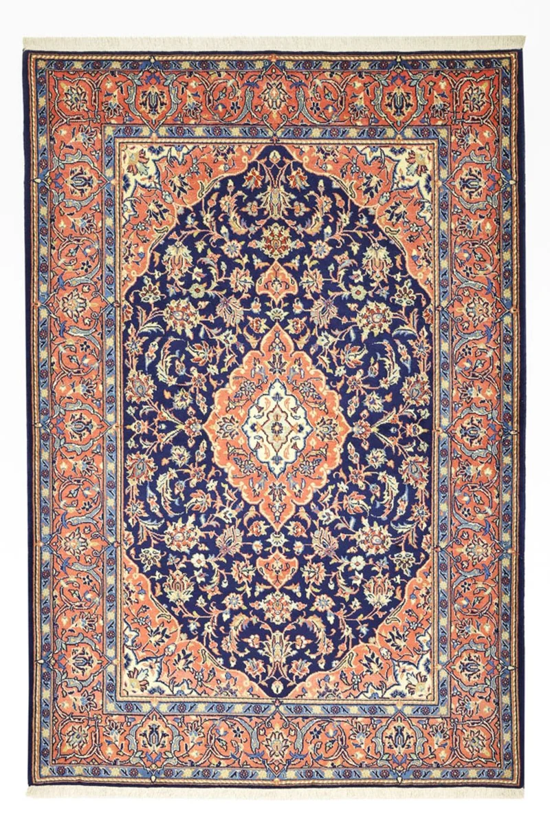 Keshan Teppich 114x169cm - Perserteppich - dunkelblau