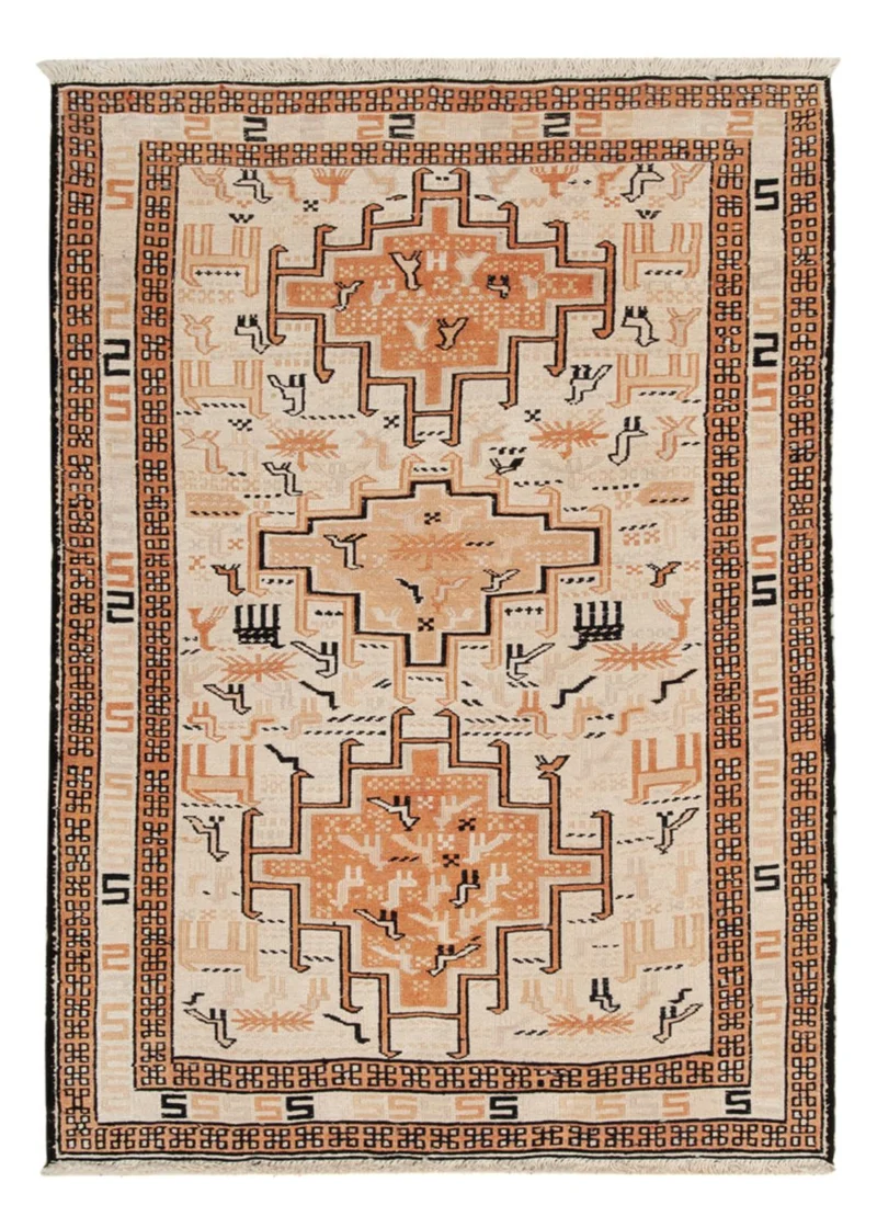 Kelim Seide Teppich 71x100cm - beige