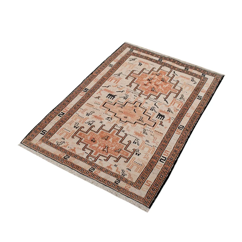 Kelim Seide Teppich 71x100cm - beige