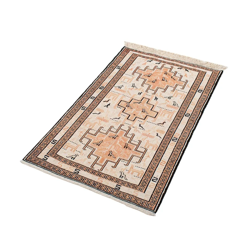 Kelim Seide Teppich 65x101cm - beige