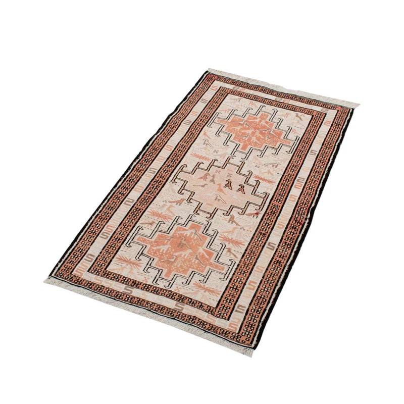 Kelim Seide Teppich 62x103cm - beige