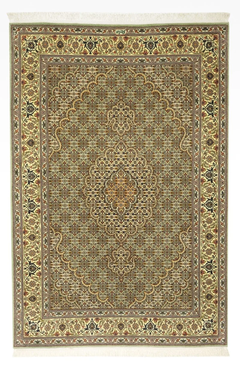 Täbriz - 50 Raj Teppich 101x150cm - Perserteppich - sand