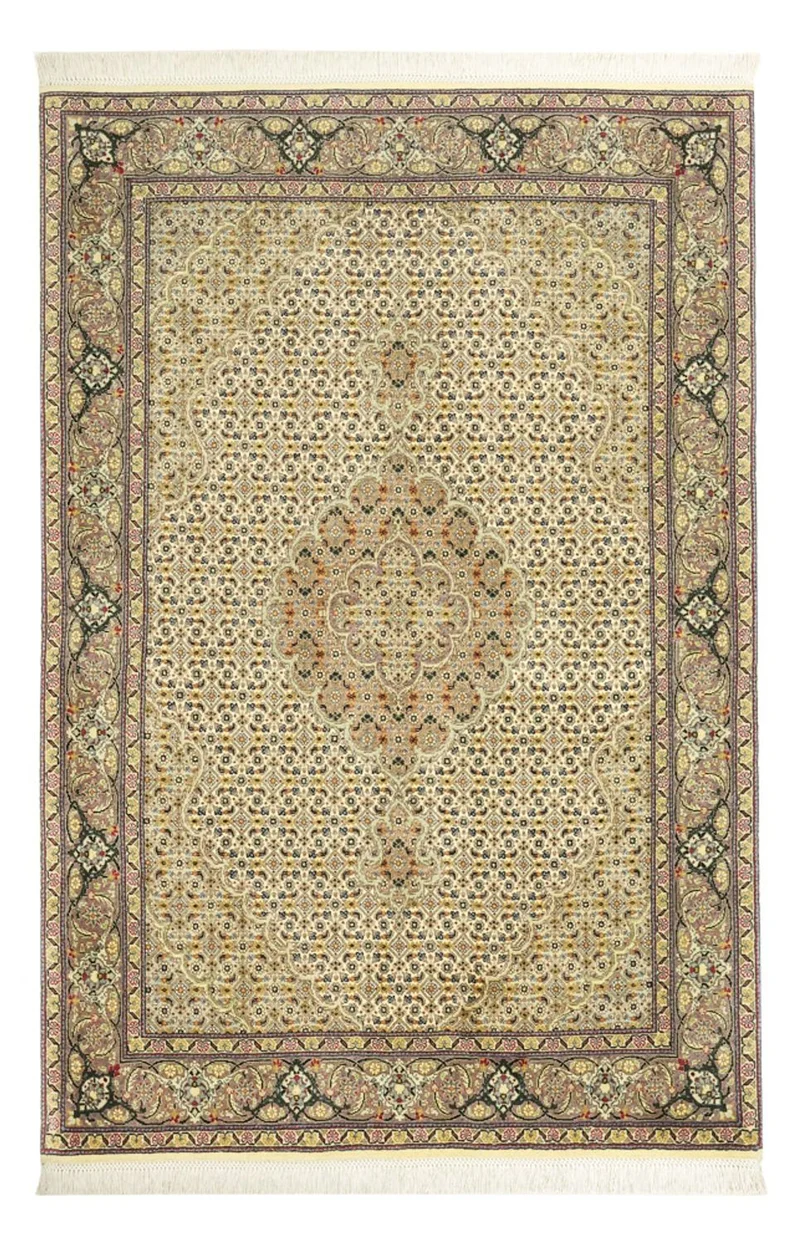 Täbriz - 50 Raj Teppich 101x152cm - Perserteppich - olivgrün