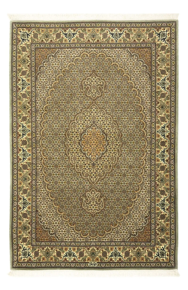 Täbriz - 50 Raj Teppich 100x149cm - Perserteppich - olivgrün