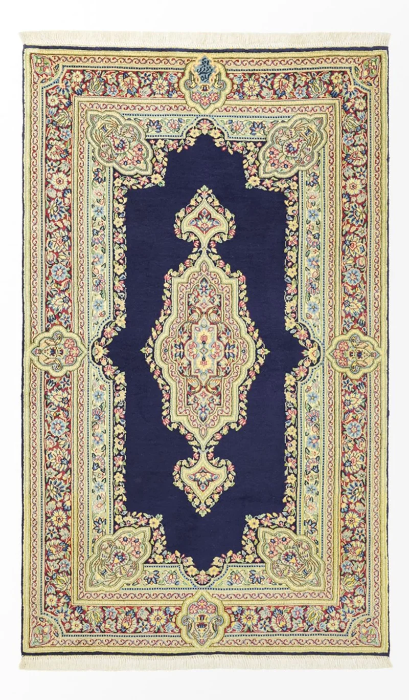 Kerman Teppich 90x147cm - Perserteppich - dunkelblau