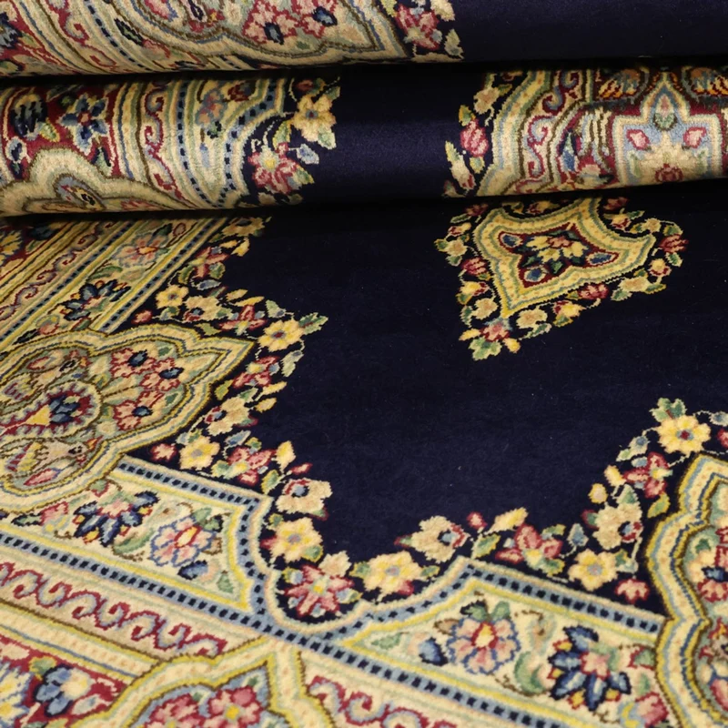 Kerman Teppich 90x147cm - Perserteppich - dunkelblau