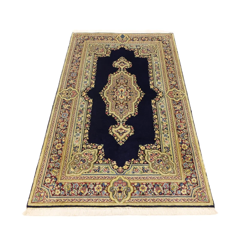 Kerman Teppich 90x147cm - Perserteppich - dunkelblau