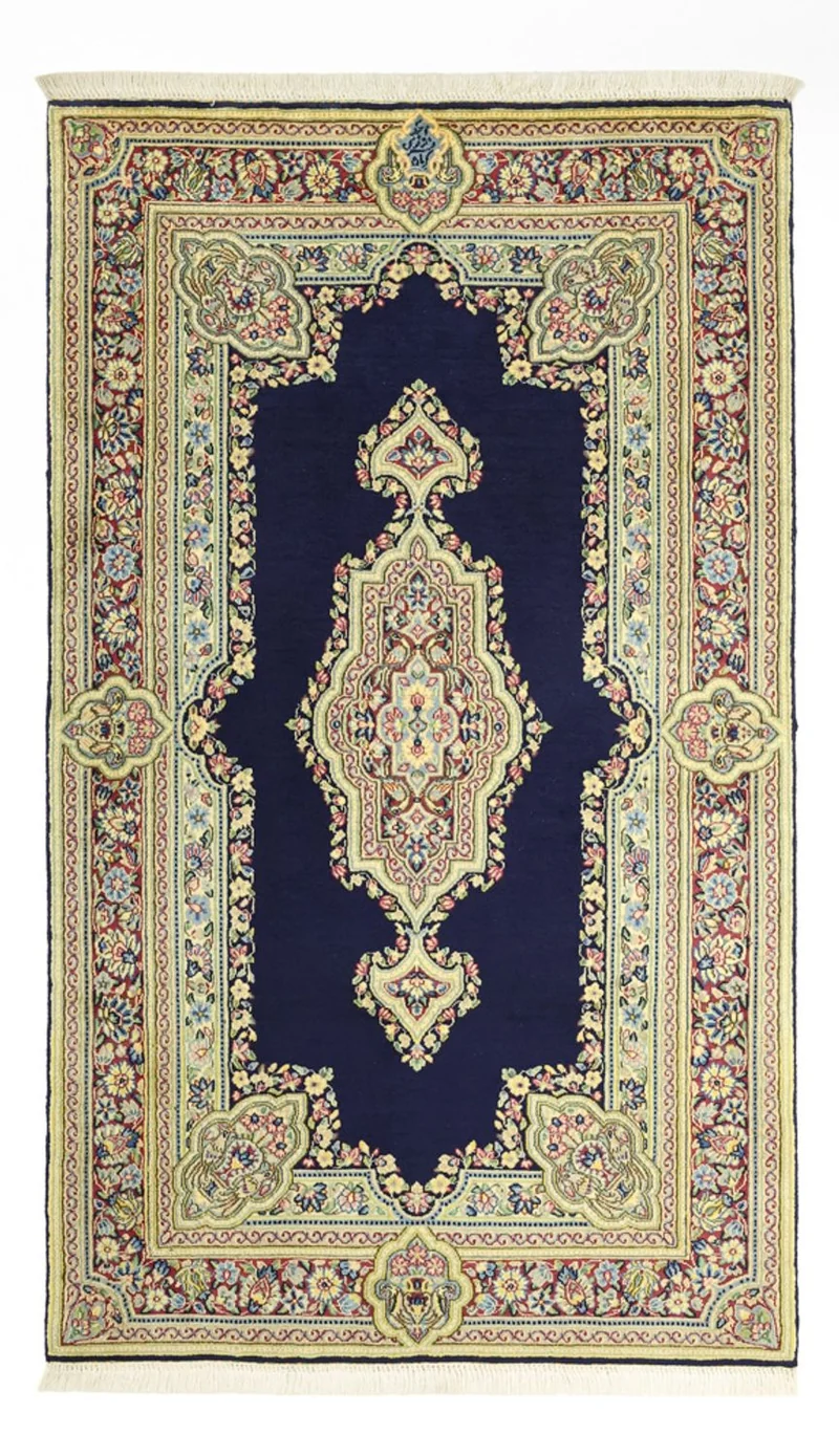 Kerman Teppich 89x148cm - Perserteppich - dunkelblau
