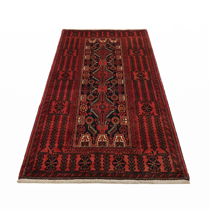 Belutsch Teppich 100x195cm - Orientteppich - dunkelrot