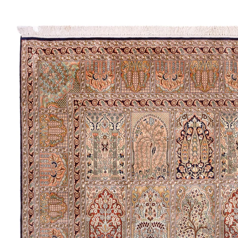 Kaschmir Seide Teppich 242x308cm - Orientteppich - dunkelbeige