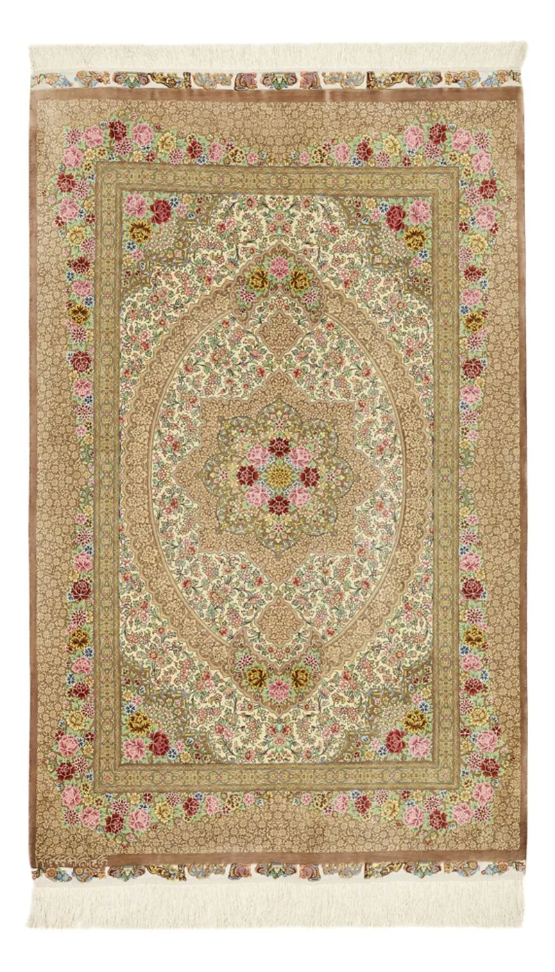 Ghom Teppich 101x165cm - Perserteppich - hellbeige