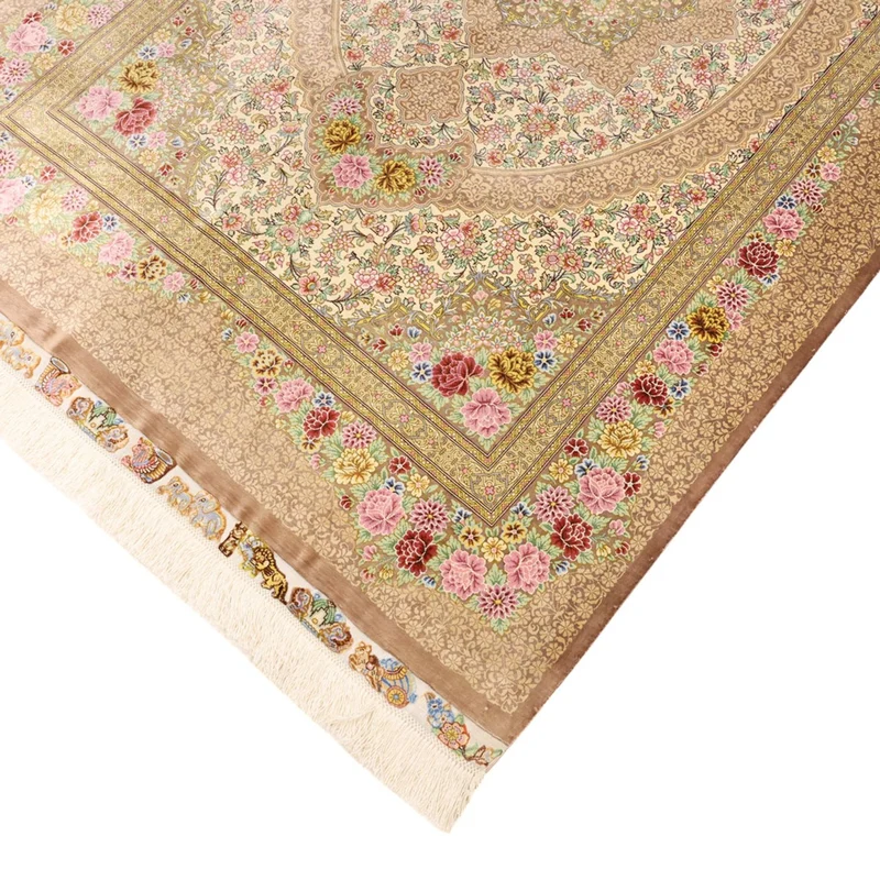 Ghom Teppich 101x165cm - Perserteppich - hellbeige