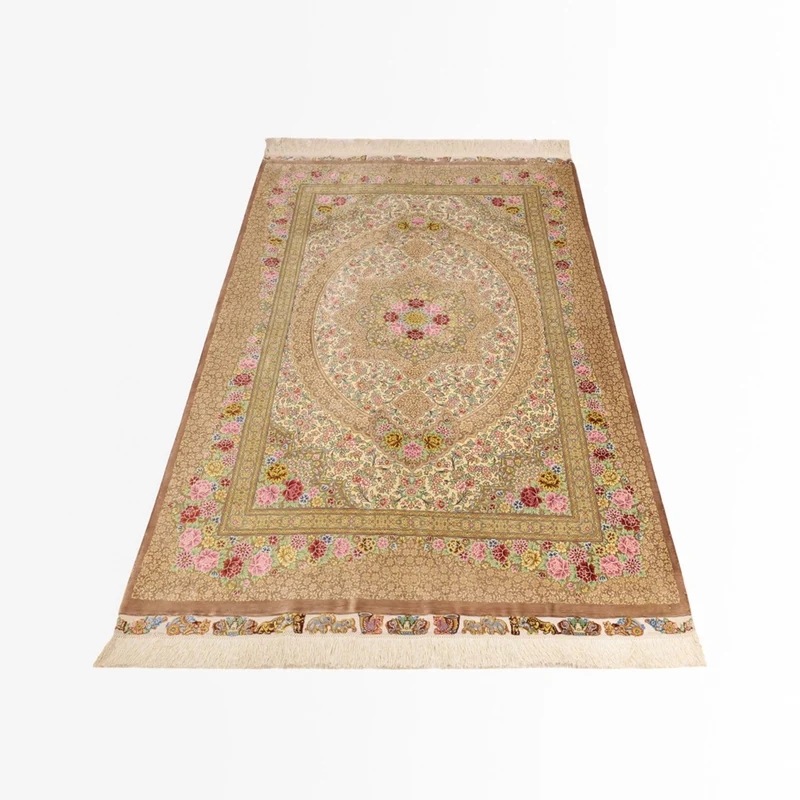 Ghom Teppich 101x165cm - Perserteppich - hellbeige