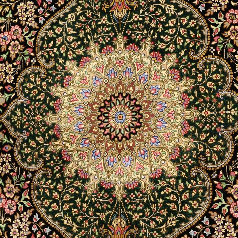 Ghom Teppich 99x156cm - Perserteppich - dunkelbeige