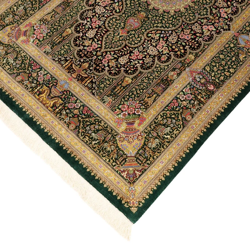 Ghom Teppich 99x156cm - Perserteppich - dunkelbeige