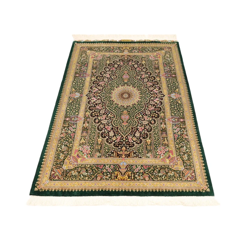 Ghom Teppich 99x156cm - Perserteppich - dunkelbeige