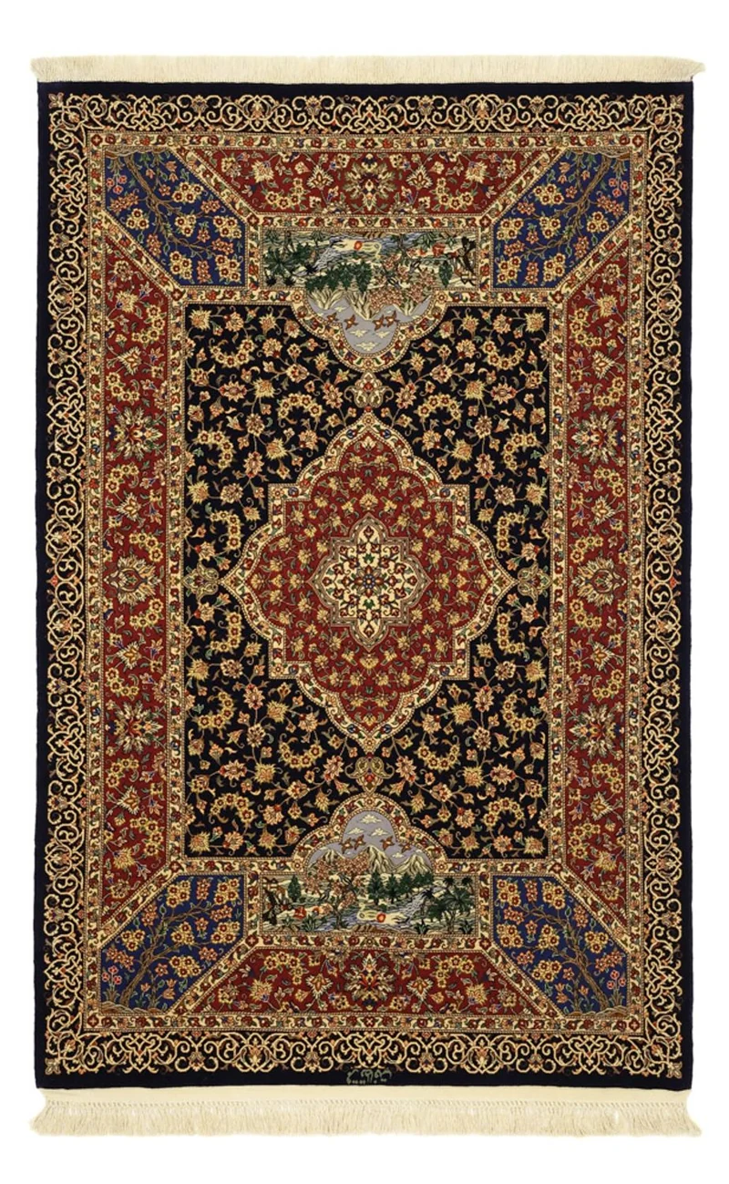 Ghom Teppich 100x154cm - Perserteppich - dunkelbeige