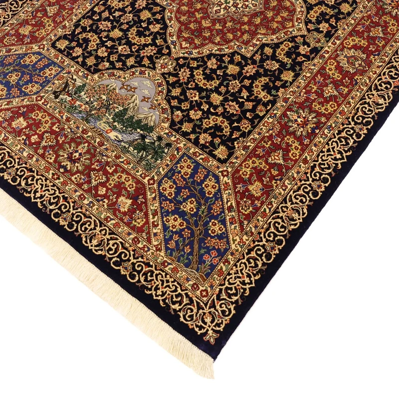 Ghom Teppich 100x154cm - Perserteppich - dunkelbeige