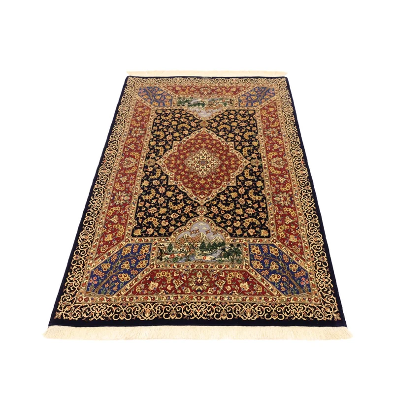 Ghom Teppich 100x154cm - Perserteppich - dunkelbeige